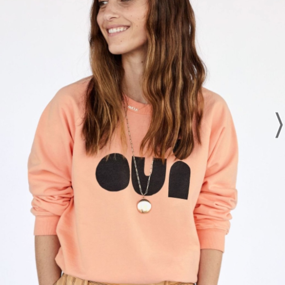 Clare V Peach and Black Graphic Sweatshirt